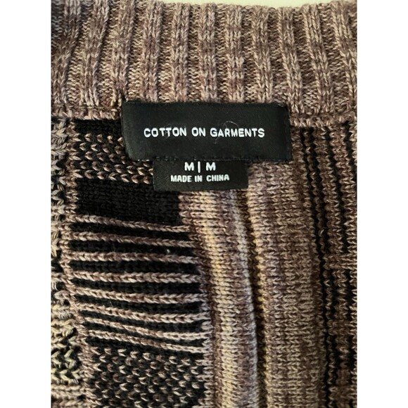Cotton On Garments Sweater Mens M Brown Coogi Style Cardigan Knit Geometric - Picture 9 of 10